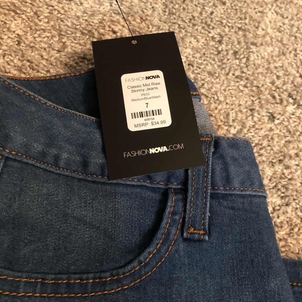 Fashion Nova Mid Rise- Medium Blue Wash Jeans
